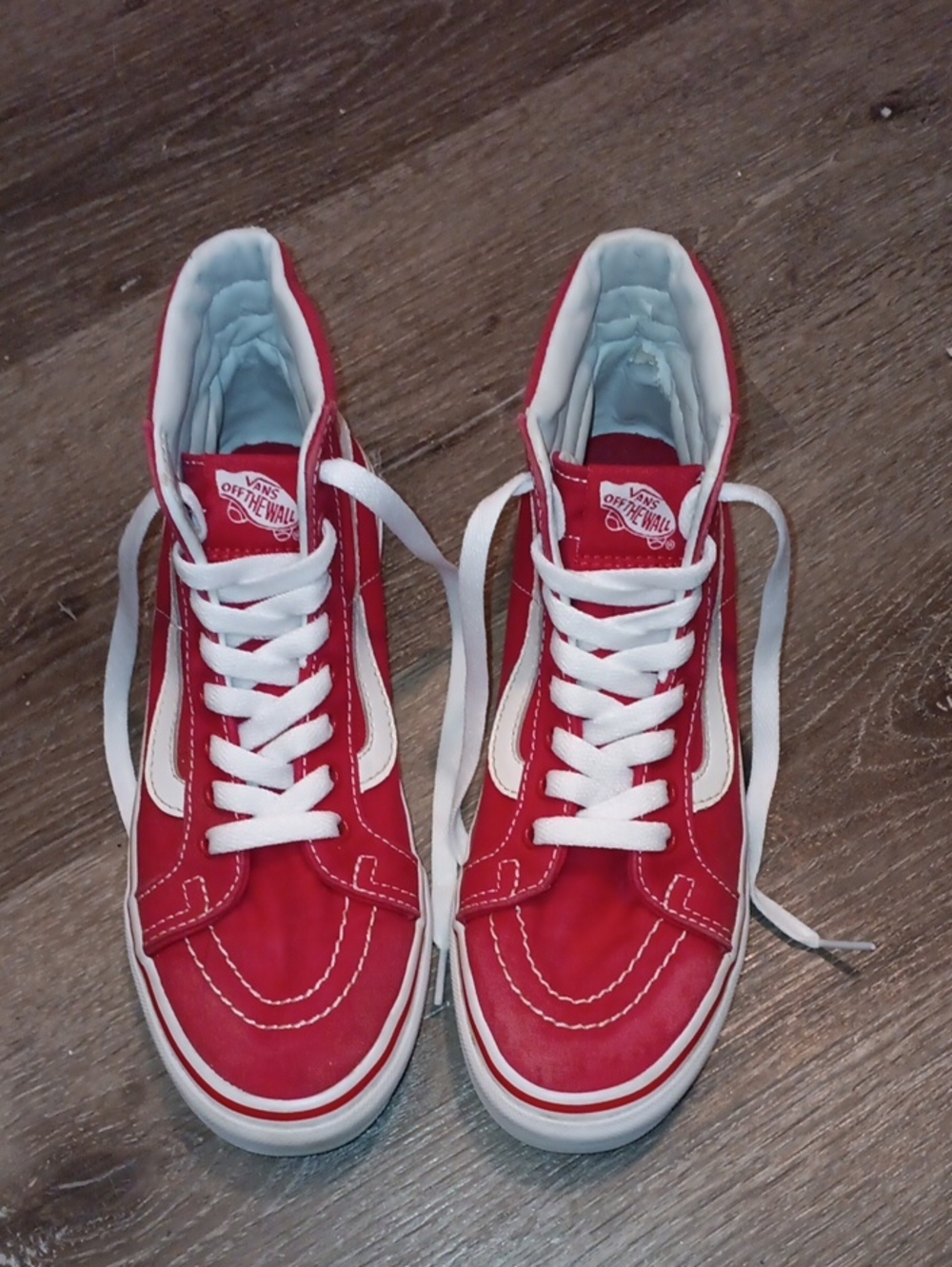 Vans High-Top Sneakers in Red and White